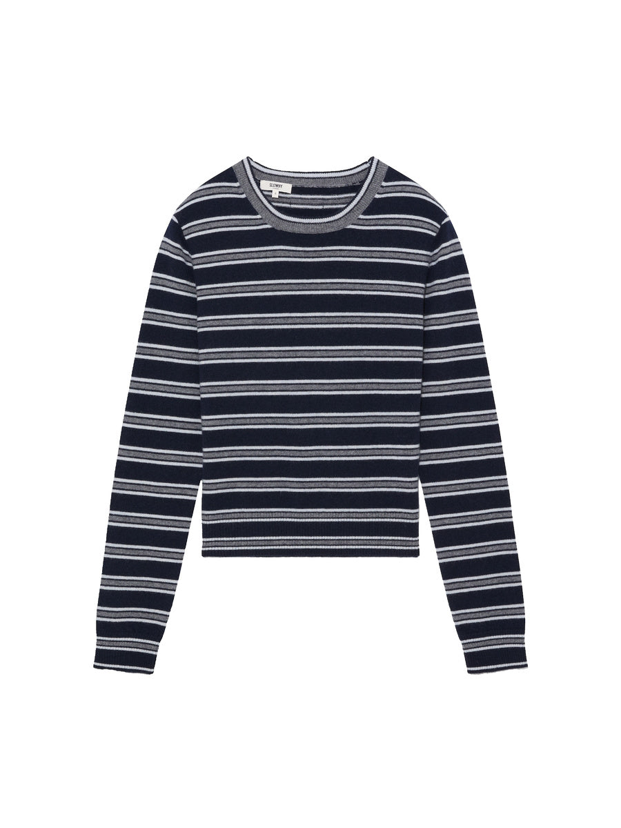 GLOWNY G Mixed Stripe Cashmere Knit (Navy)