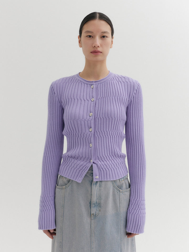 EENK Rib Knitwear Cardigan - Lavender