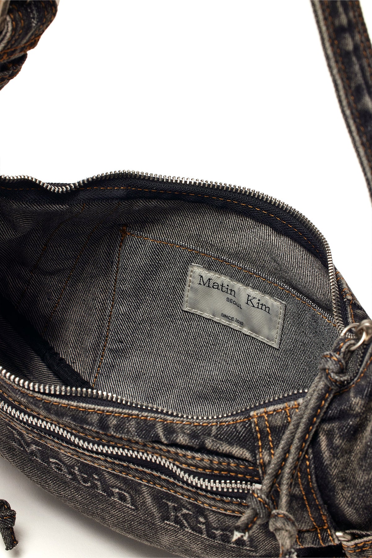 [matinkim] MATIN WASHED DENIM MINI HOBO BAG IN BLACK