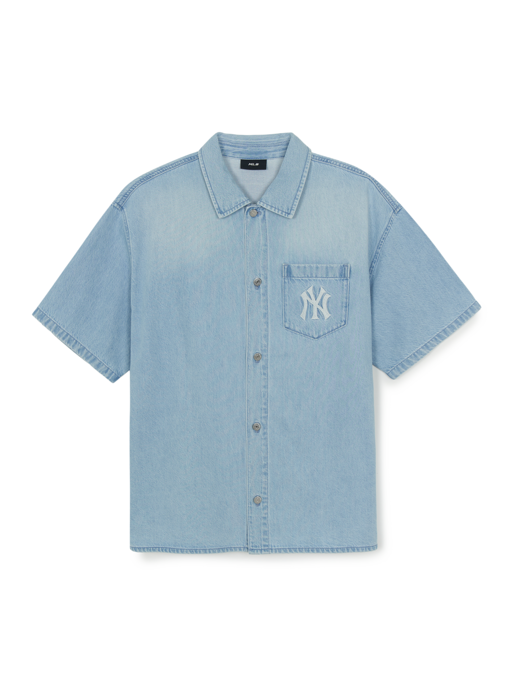 MLB Korea Basic Small Logo Summer Tencel Short Sleeve Denim Shirt