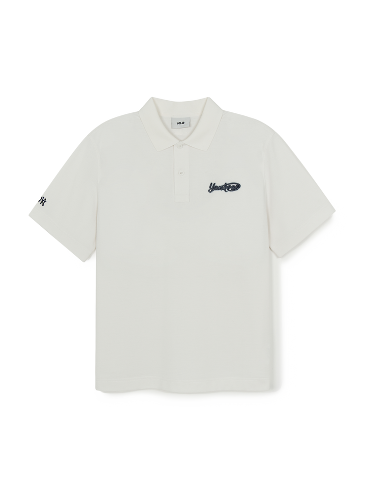 MLB Korea Varsity Small Cursive Over Fit Polo T-Shirts