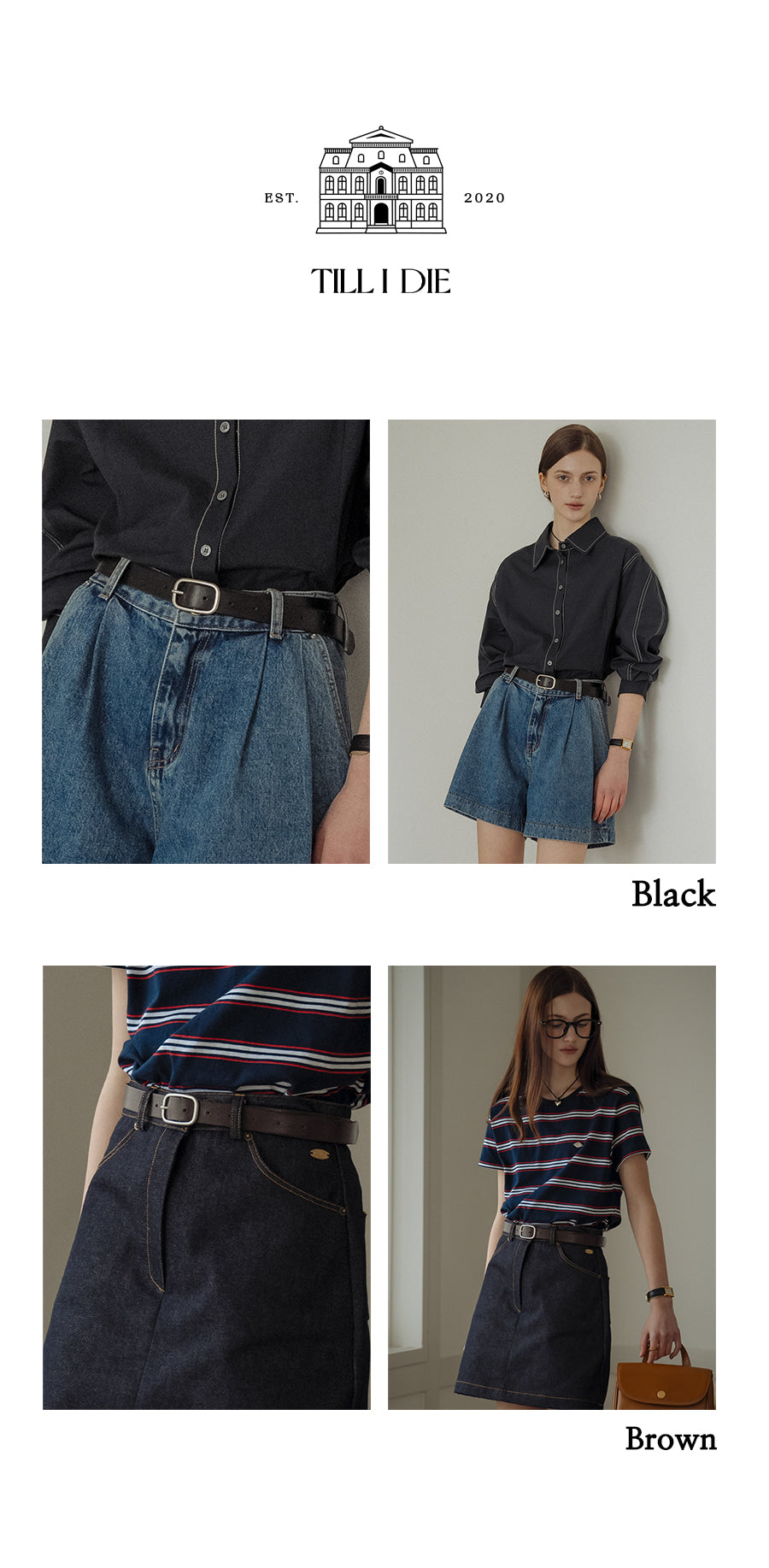 Tillidie Italian leather modern square buckle belt
