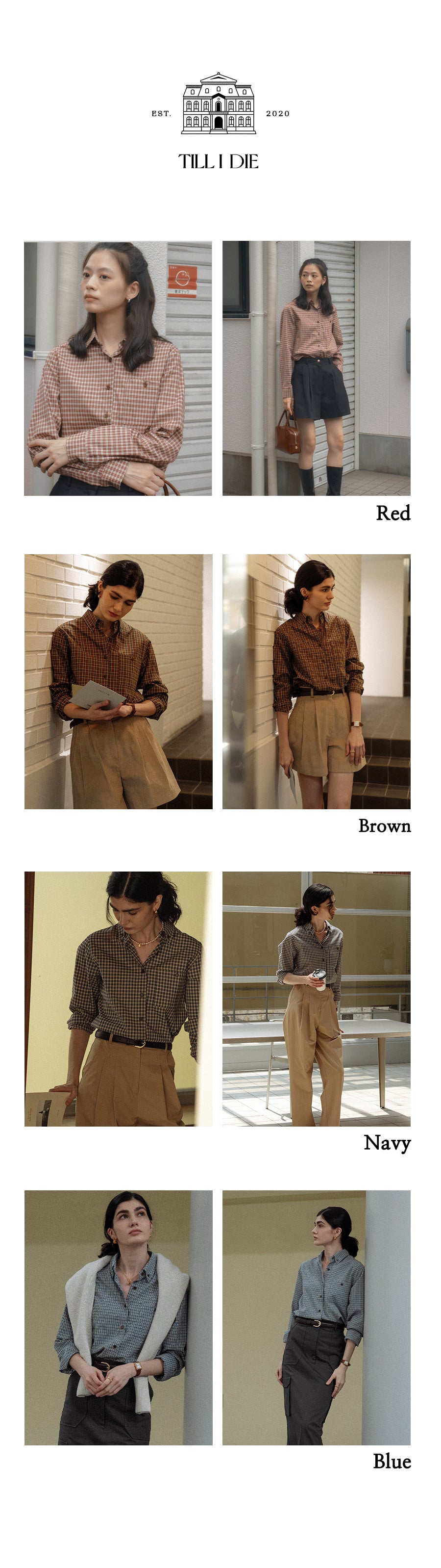 Tillidie Classic grid check shirt Brown