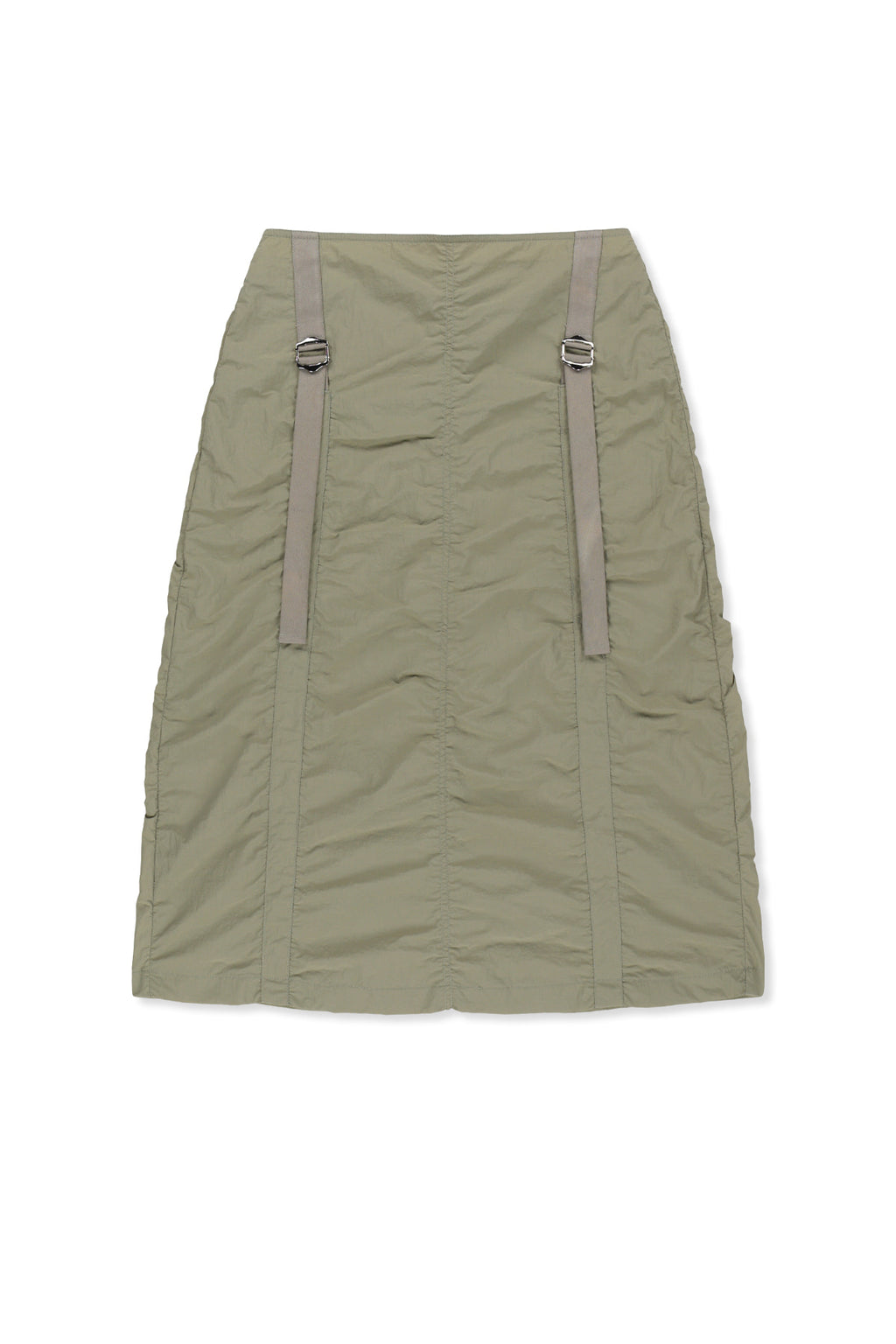 Matinkim Nylon Shirring Midi Skirt IN Light Khaki
