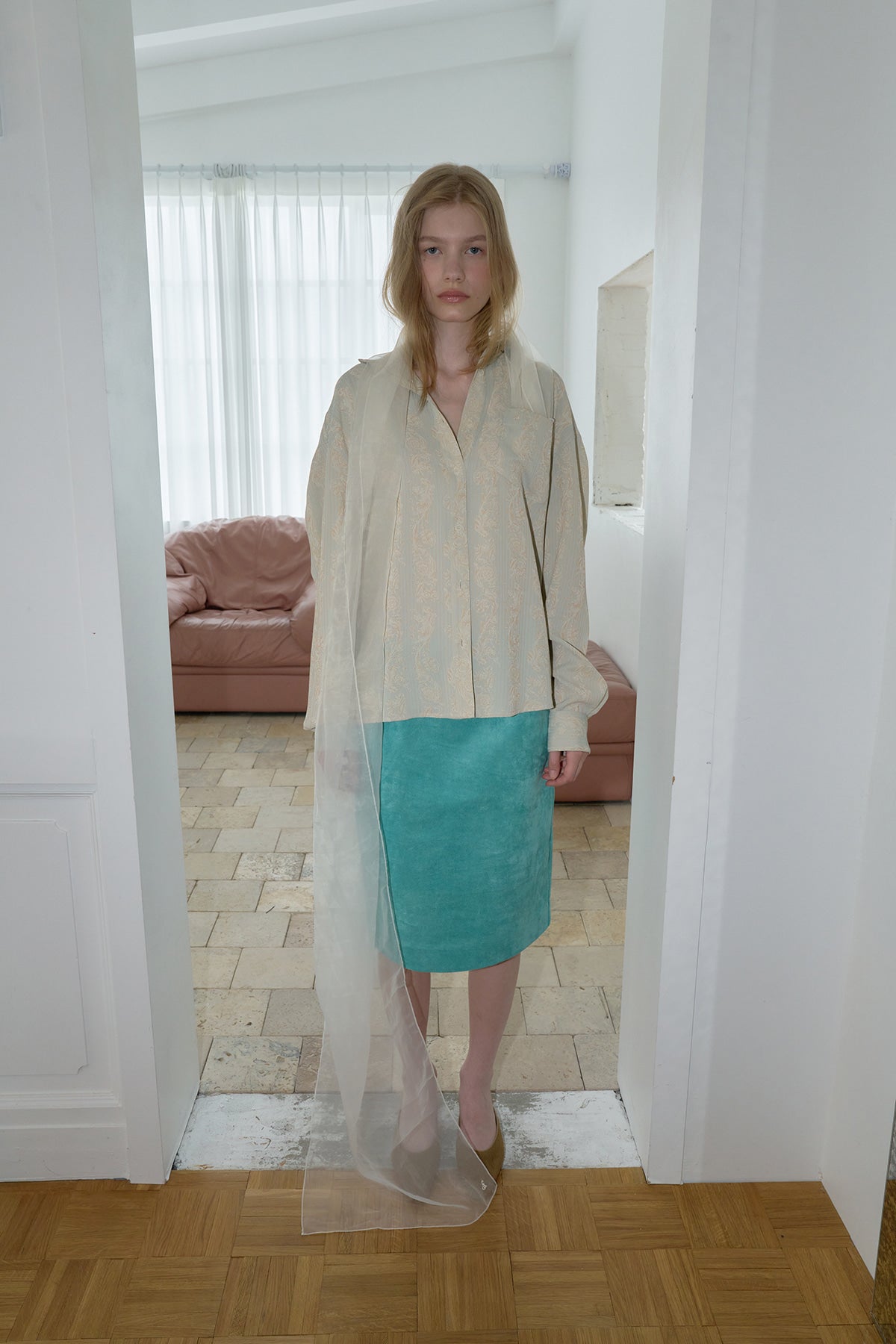 Overdueflair Sheer Organza Scarf Ivory
