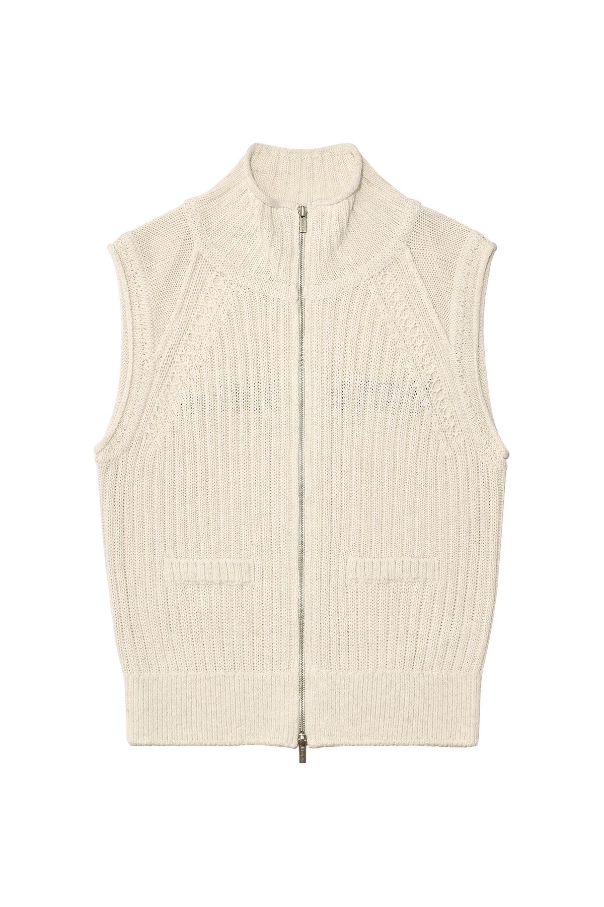 Matinkim Back Logo High Neck Knit Vest IN Light Beige