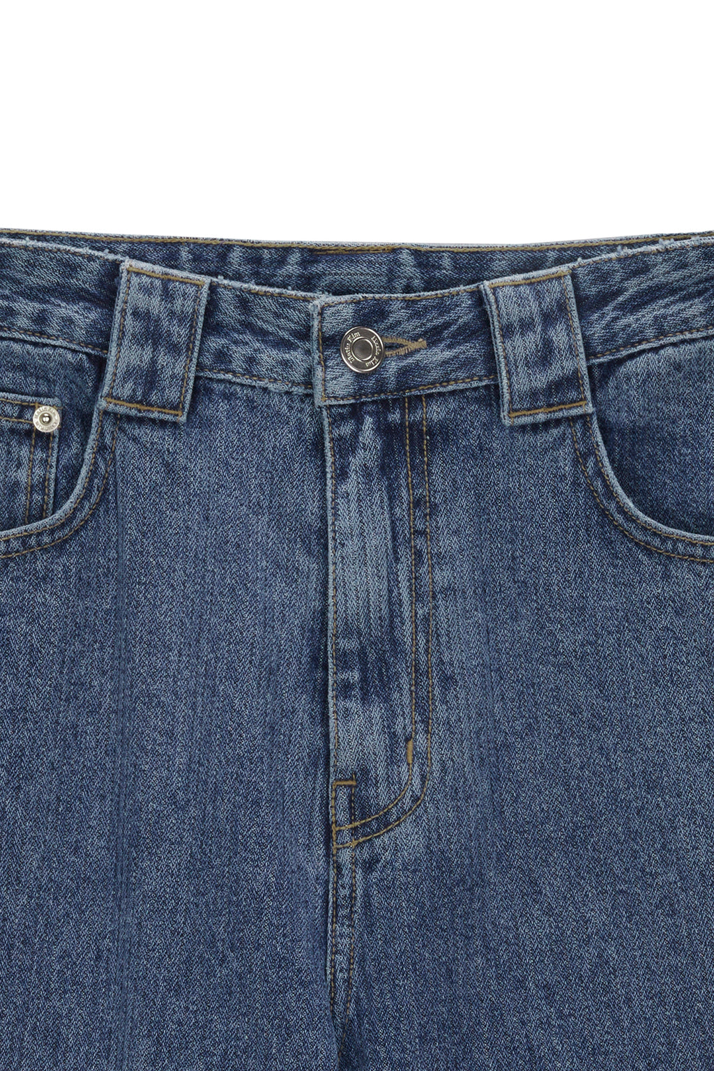 [matinkim] KNEE POINT STRIPE DENIM PANTS IN BLUE