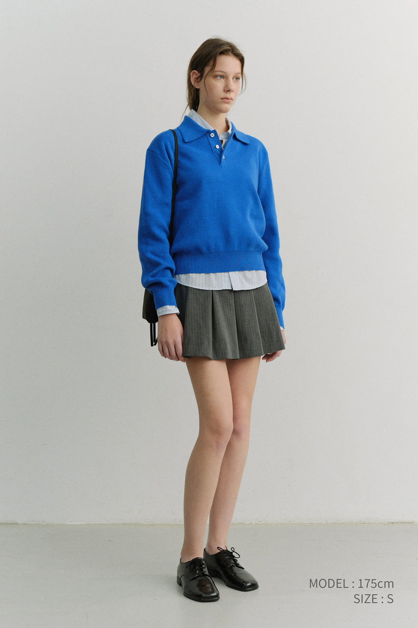 Dunst Unisex Cashmere Collared Sweater Blue