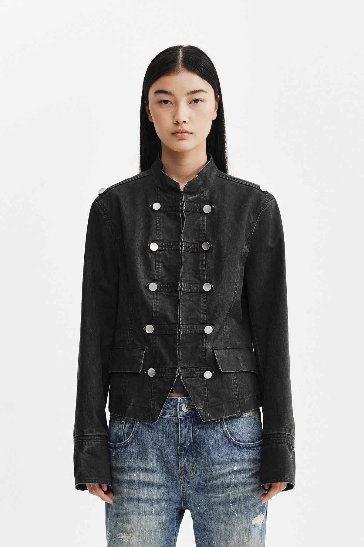Matinkim Vintage Washed Napoleon Jacket IN Charcoal