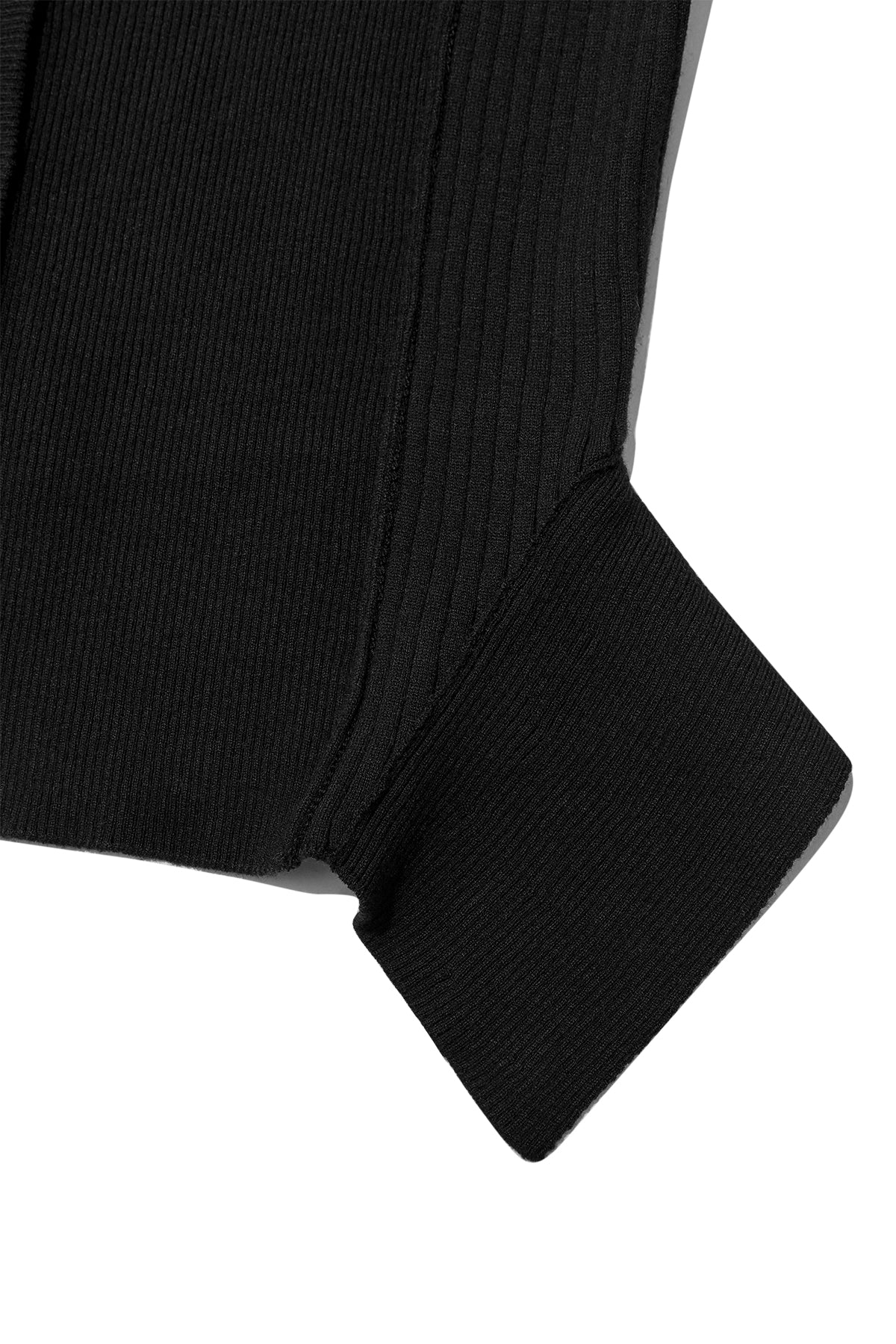 [matinkim] UNBALANCE CUT LINE BUTTON CARDIGAN IN BLACK