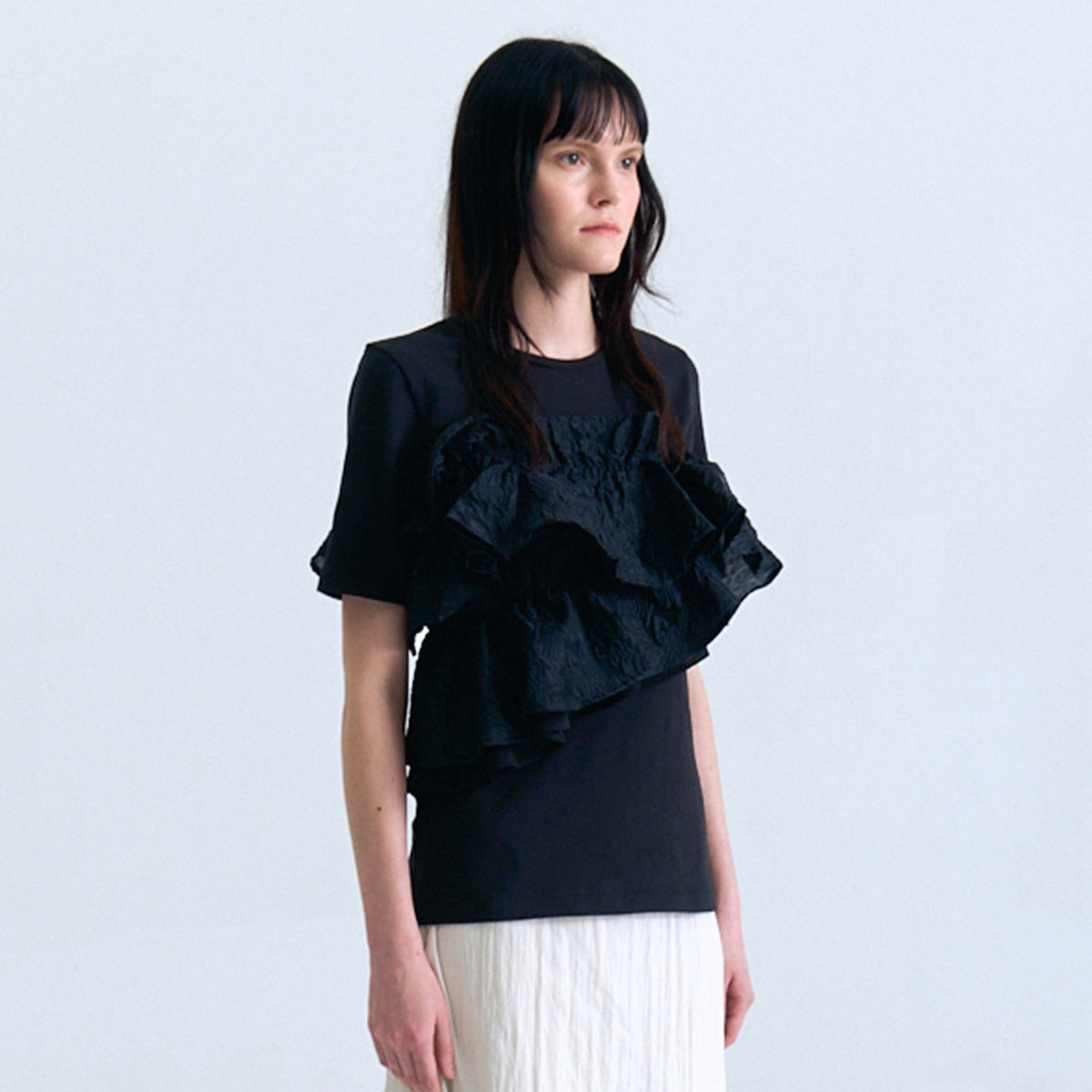 Vunque Soft Ruffle T-shirt Black
