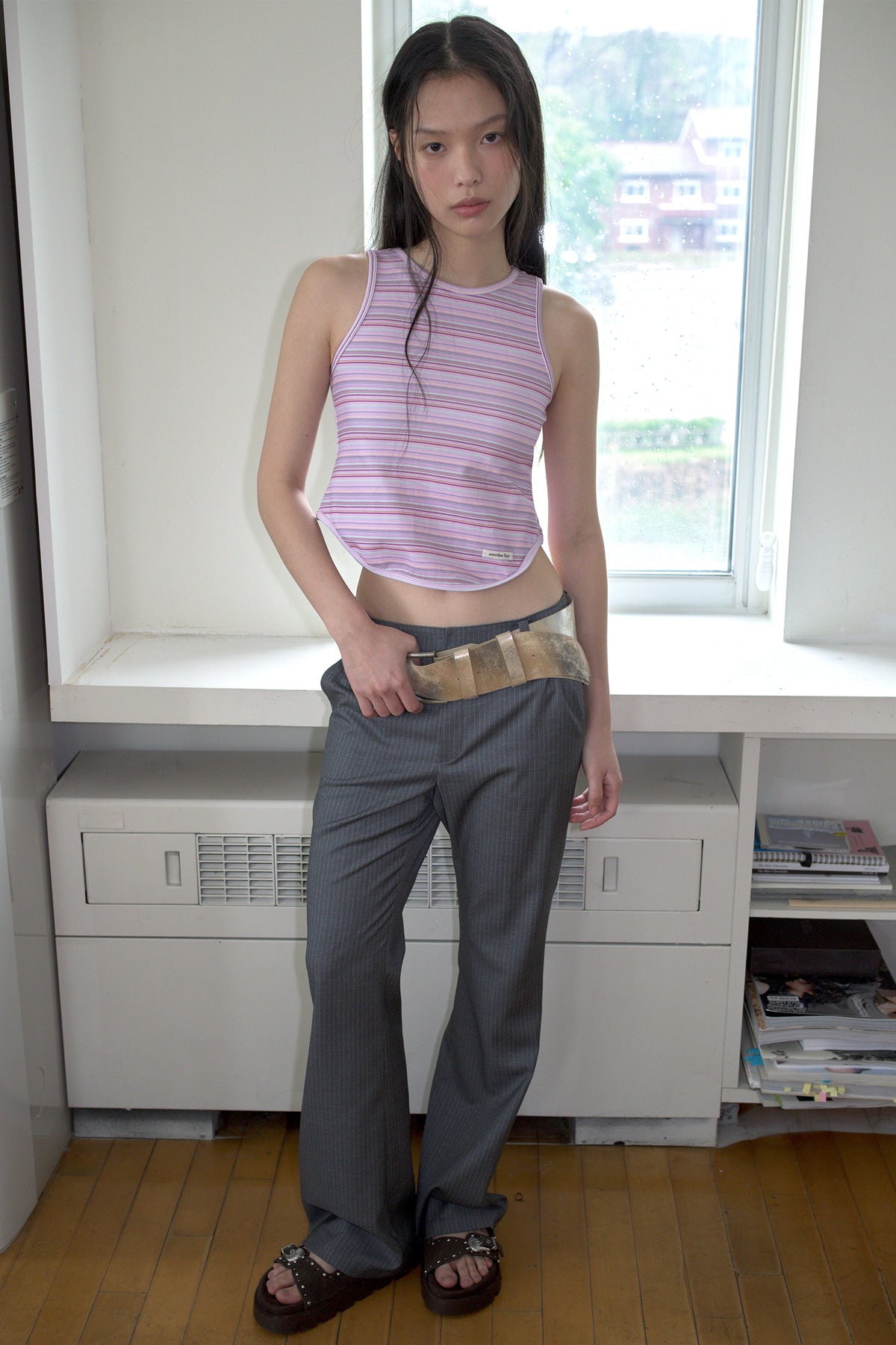 Overdueflair Striped Halter Top Pink Stripe