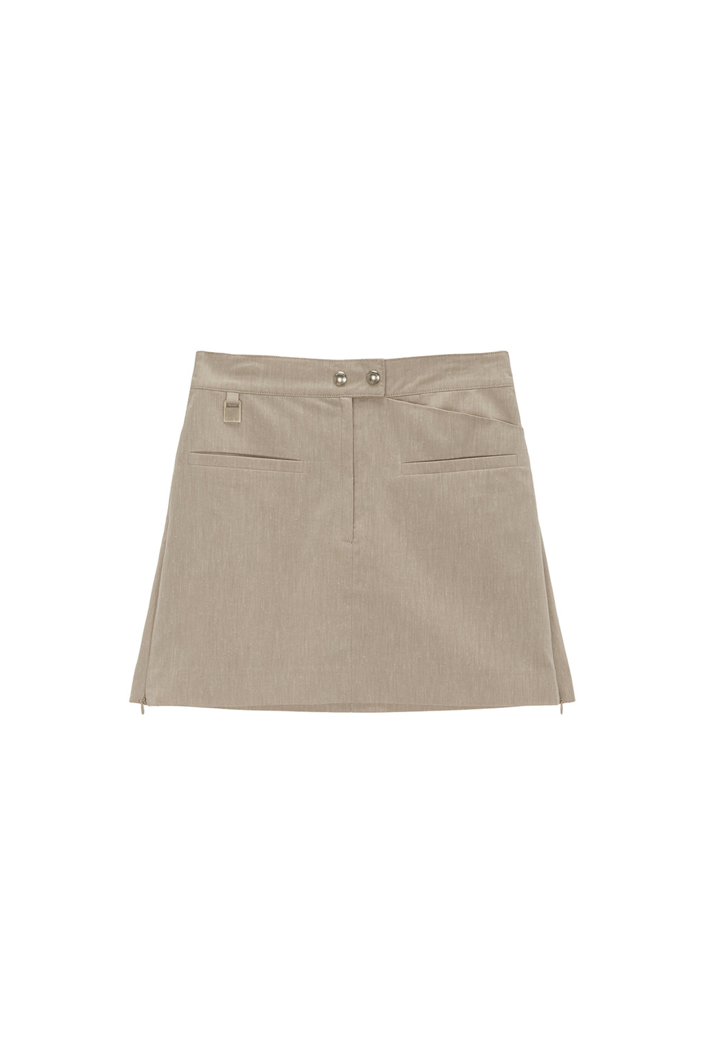 Matinkim Zipper Point Linen Mini Skirt IN Beige