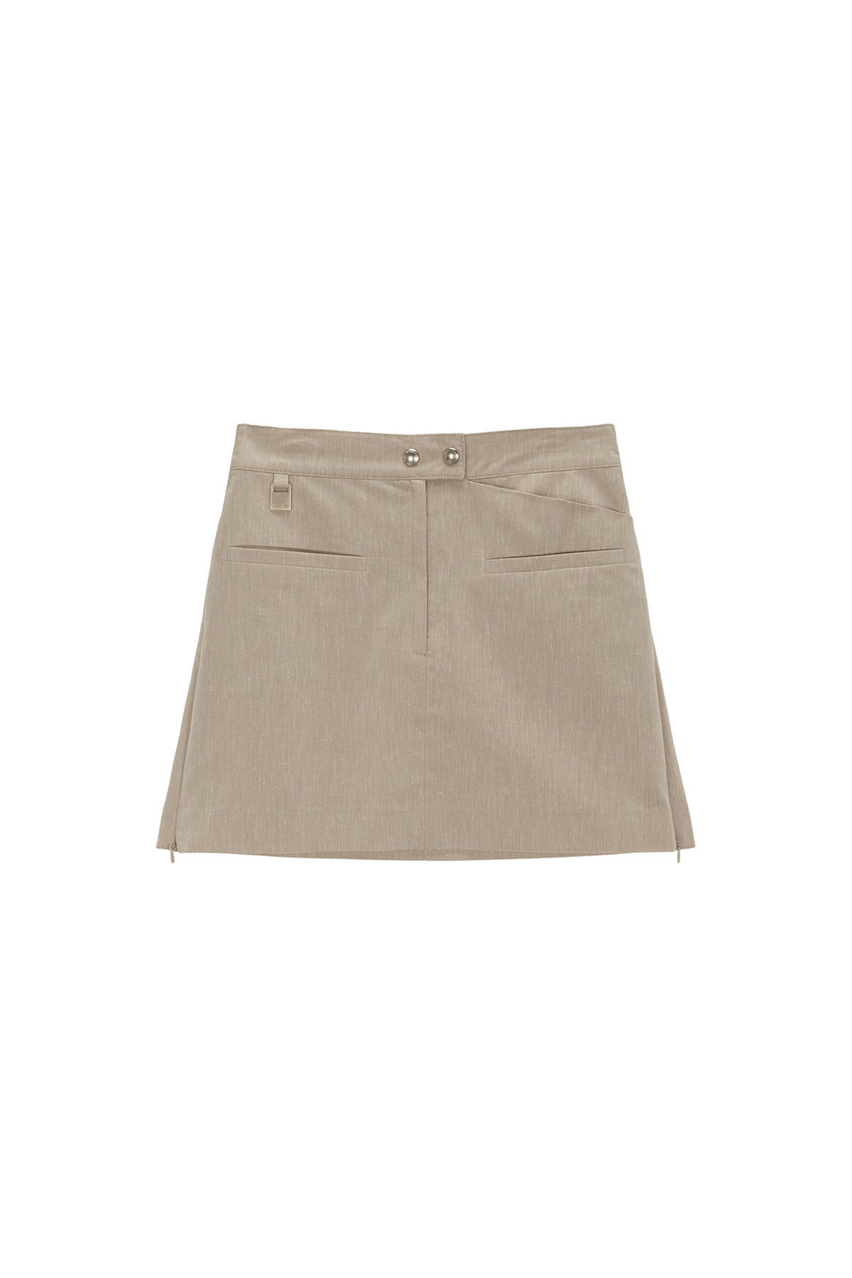 [matinkim] ZIPPER POINT LINEN MINI SKIRT IN BEIGE
