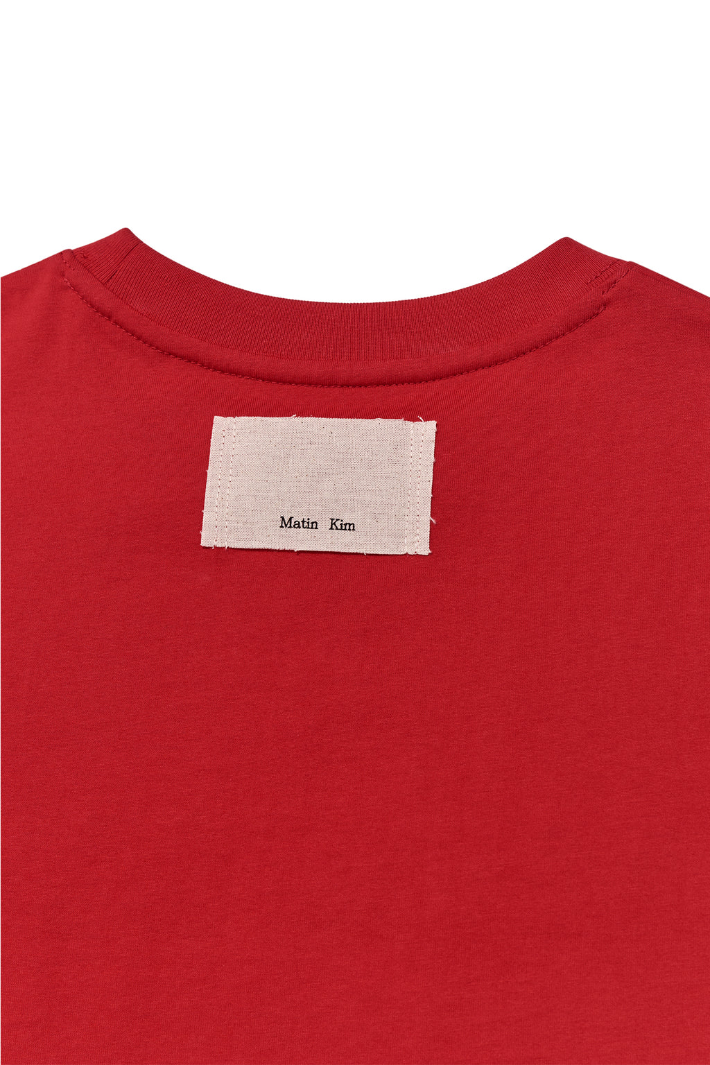 [matinkim] LOGO THREAD POINT CROP TOP IN RED