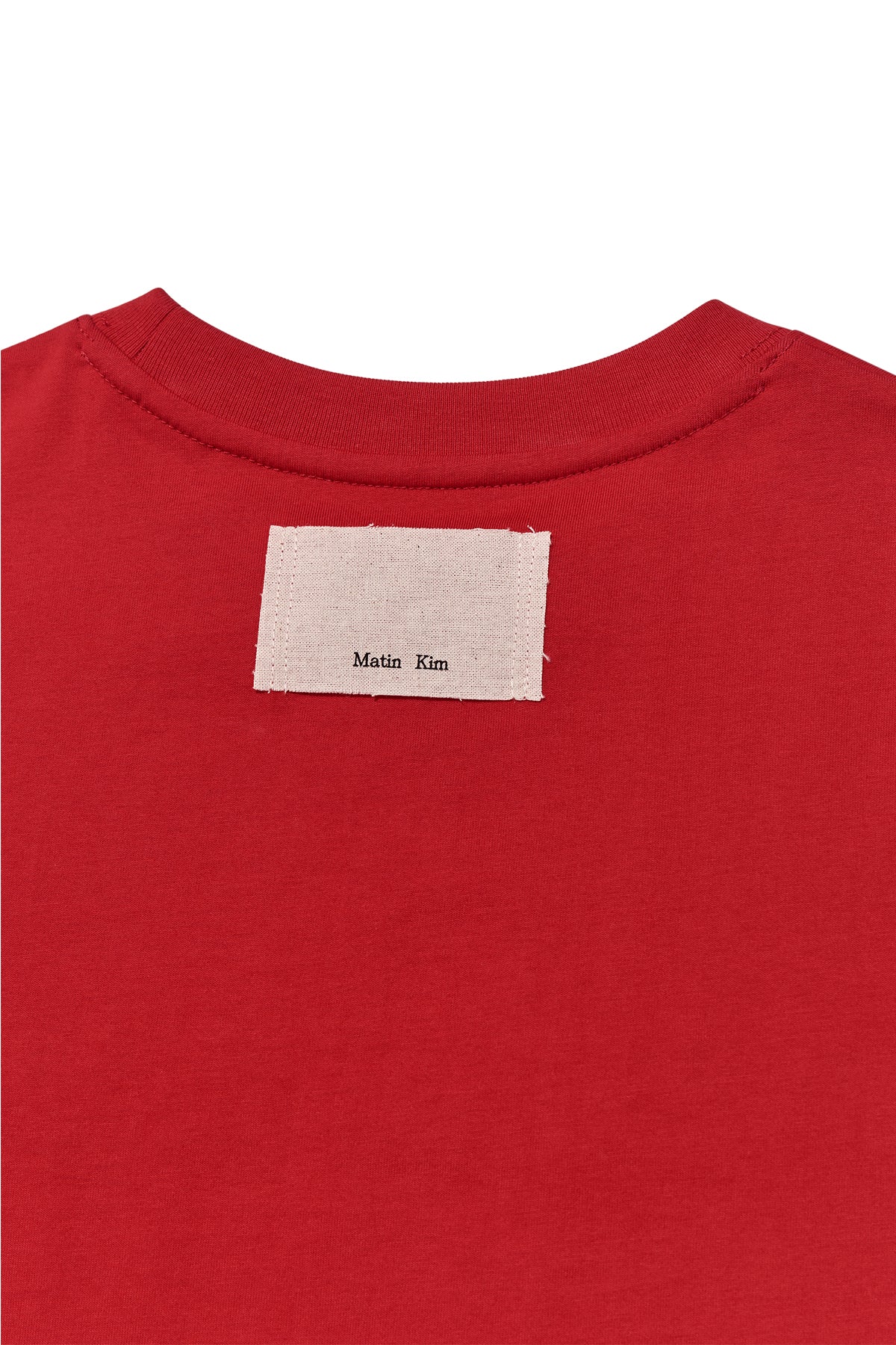 [matinkim] LOGO THREAD POINT CROP TOP IN RED
