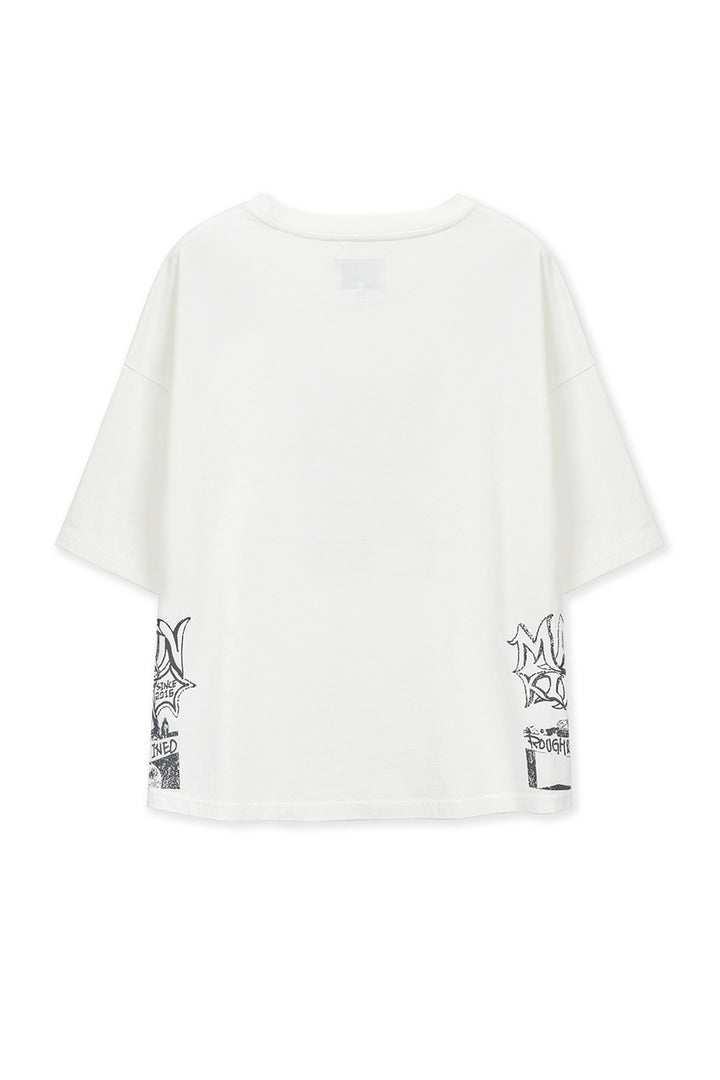 Matinkim Vintage Graffiti Artwork Top IN White