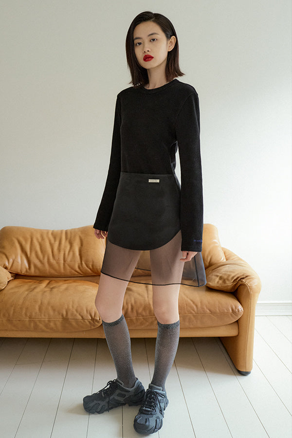 Overdueflair Cut-Out Long Sleeves Top Black