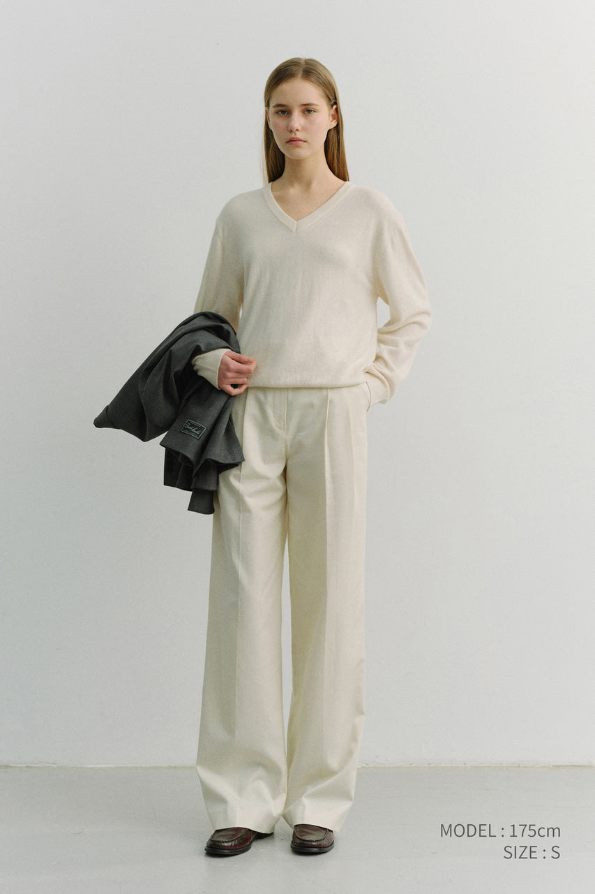 Dunst Double Pleated Chino Slacks Ivory