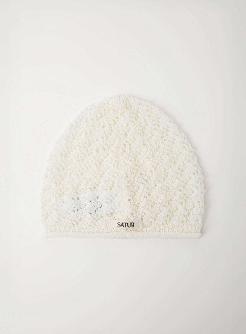Satur (W) Crochet Knit Beanie - White