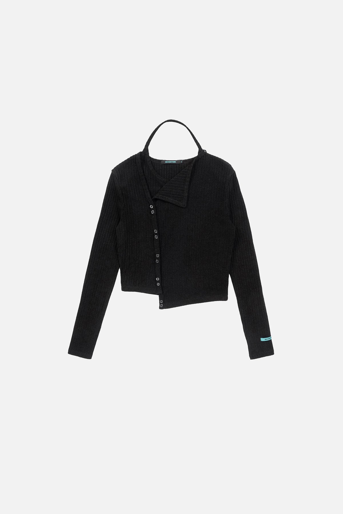 Instantfunk Rib Halter Cardigan Set Up - Black