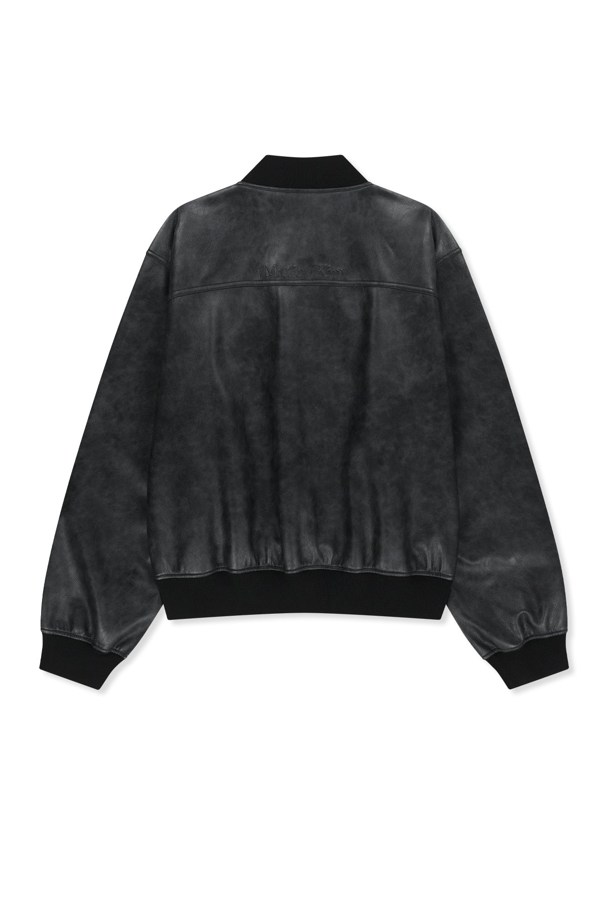 Matinkim Faux Leather Rib Collar Blouson For Men IN Black
