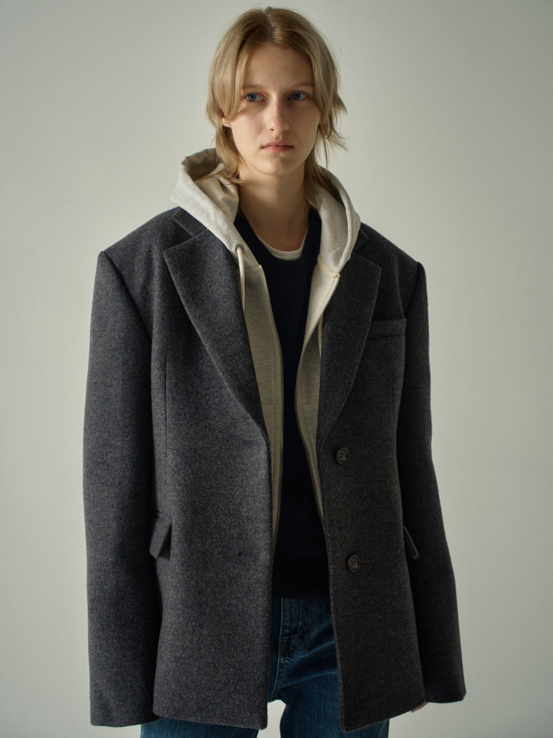 Facade Pattern Cashmere Hourglass Half Coat multi charcoal