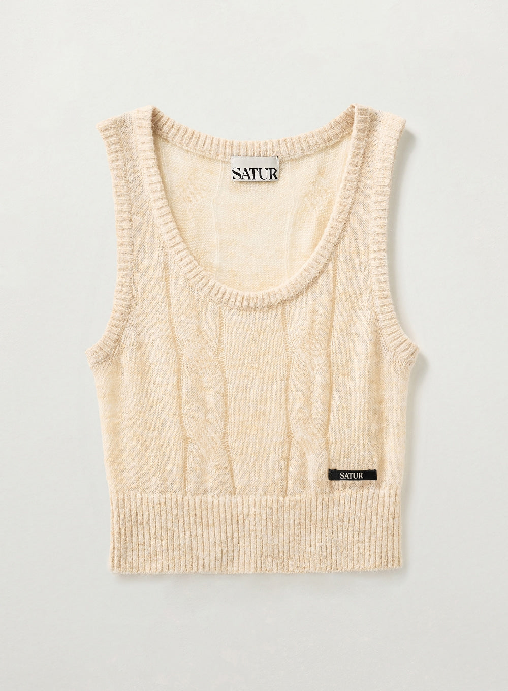 [satur] (W) Mohair Crop Knit Vest - Cream