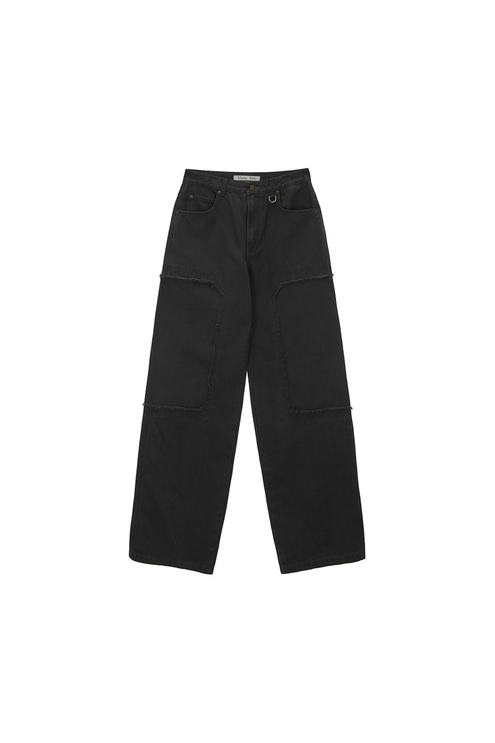 Matinkim Double Knee Cotton Denim Pants For Men IN Charcoal