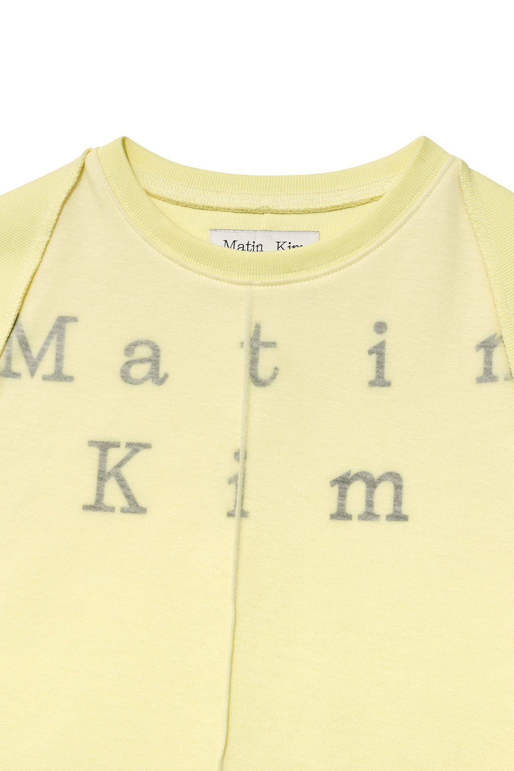 [matinkim] PINTUCK LAYERED SLIM CROP TOP IN LIGHT YELLOW