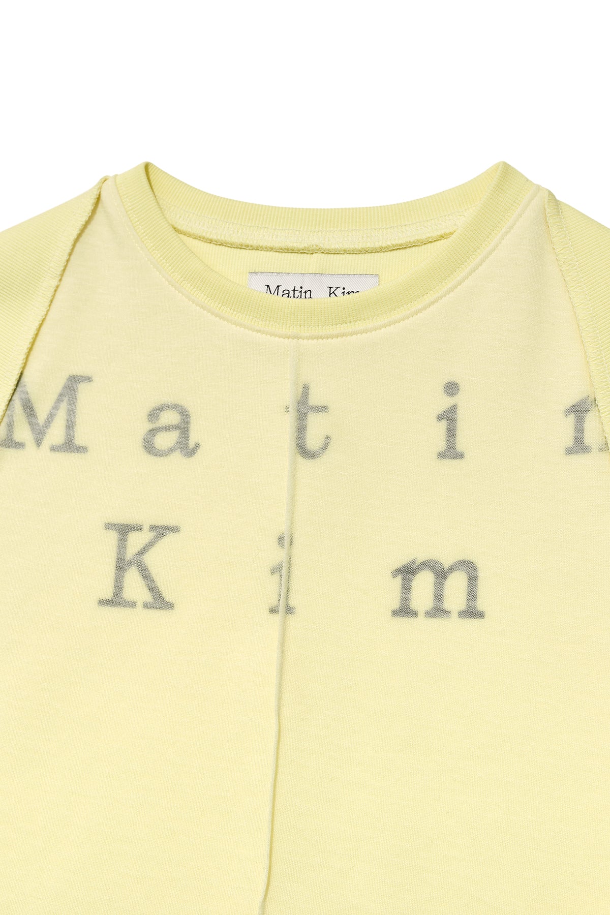 [matinkim] PINTUCK LAYERED SLIM CROP TOP IN LIGHT YELLOW