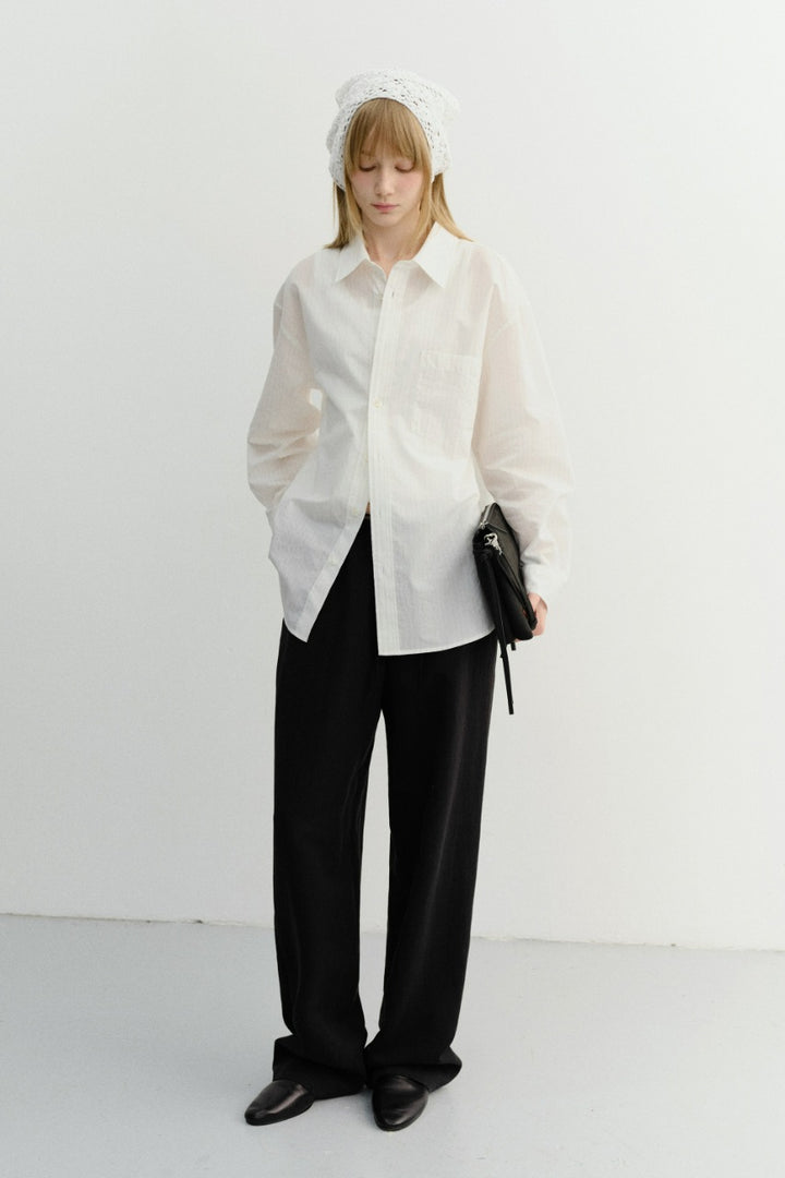 Dunst Unisex Summer Breeze Striped Overshirt White