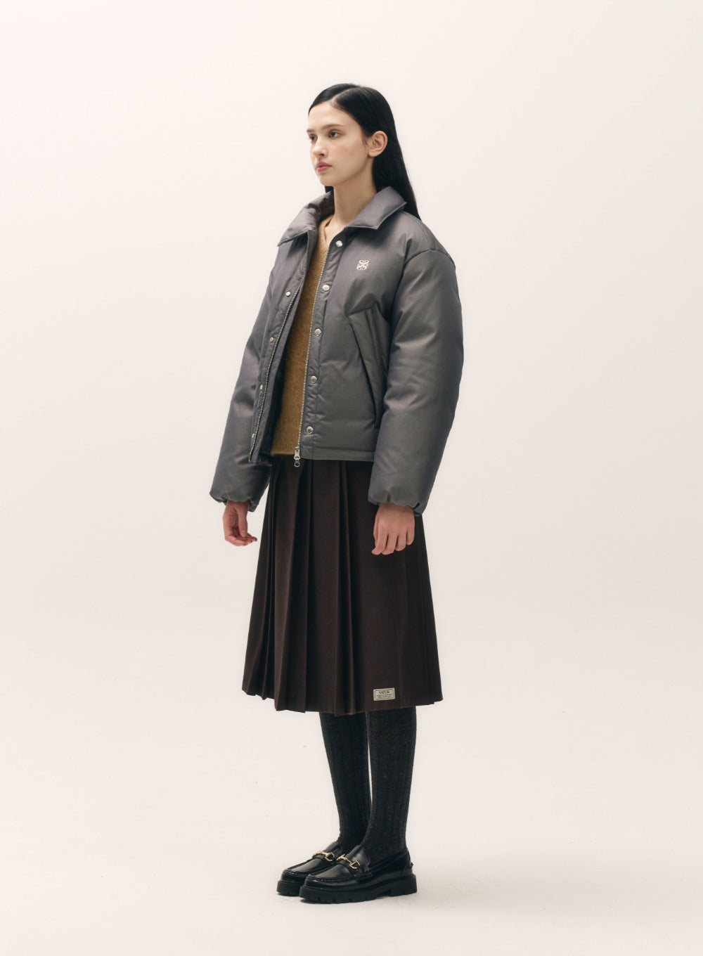 [satur] (W) Lecce Two Tone Duck Down Padding - Glitter Gray