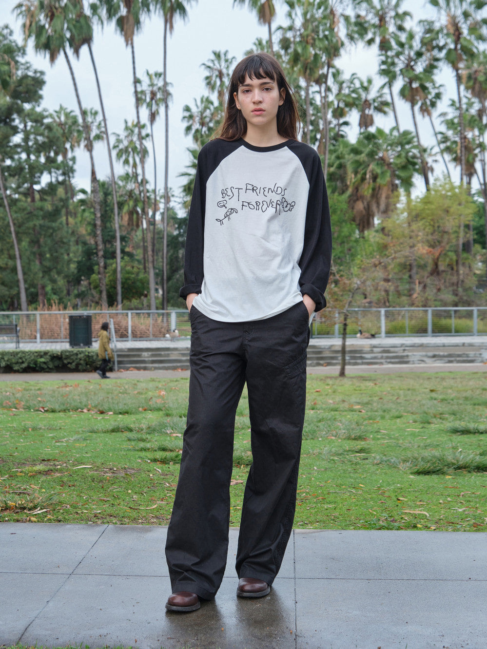 [Low Classic] Washed Cotton Pocket Pants_Black