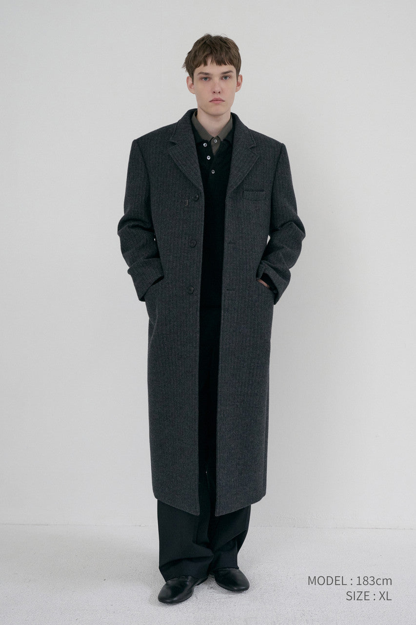 Dunst Unisex 2-Way 3 Button Coat Grey Stripe