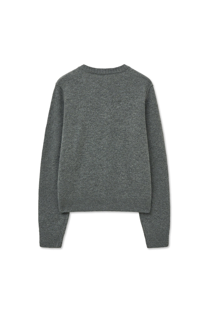 Matinkim Cashmere Blended Round Knit Cardigan IN Grey
