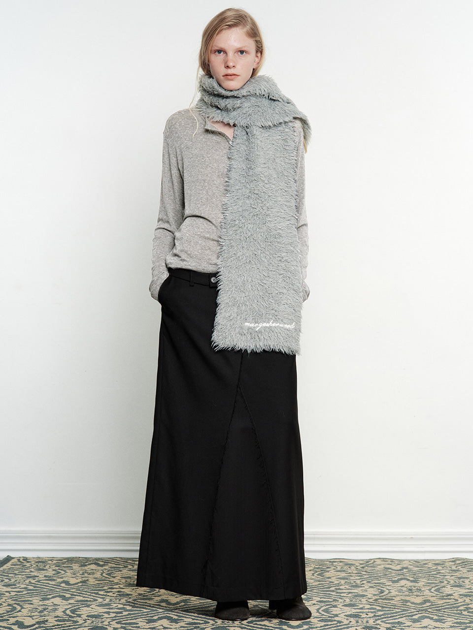 Margesherwood Henley Neck Long Sleeve T-Shirt melange grey
