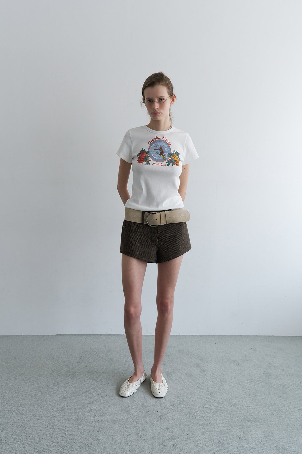 Overdueflair Wool Twill Micro Mini Shorts Brown