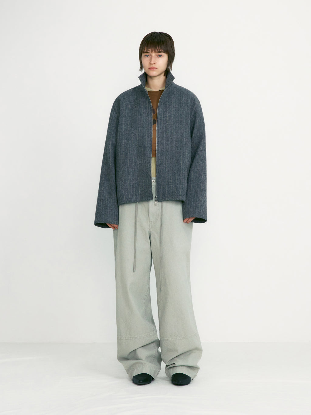 [low_classic] Stripe Wool Zip Shirt Jacket
Multi Striped Gr