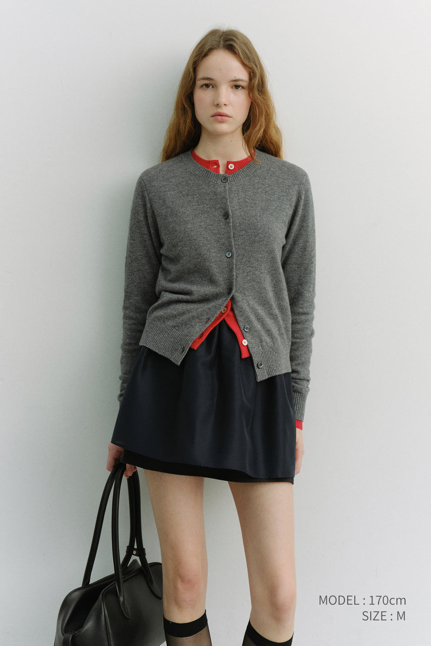 Dunst Essential Crewneck Knit Cardigan Melange Grey