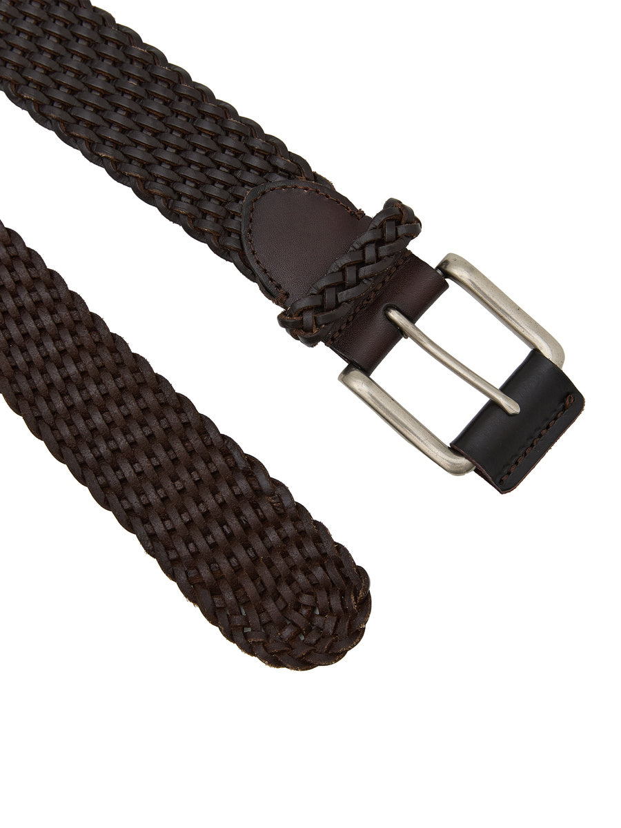 GLOWNY G Twist Leather Belt (Dark Brown)