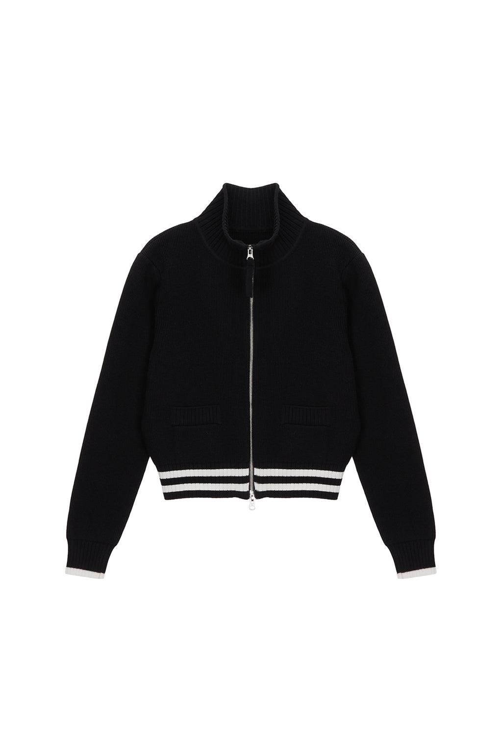 [matinkim] SPELL POINT STRIPE WOOL BLENDED KNIT CARDIGAN IN BLACK