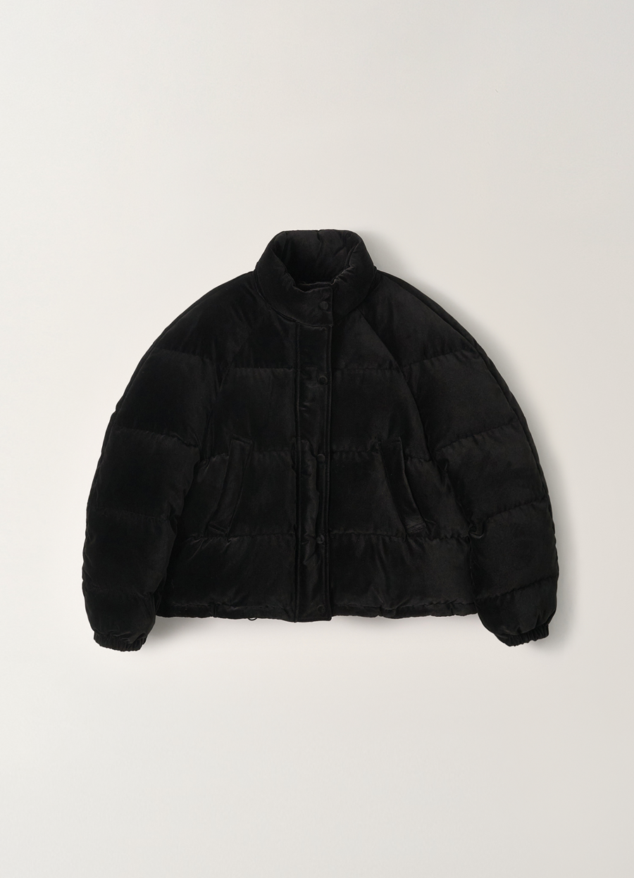 Nothing Written Velvet cropped puffer jacket (Black)