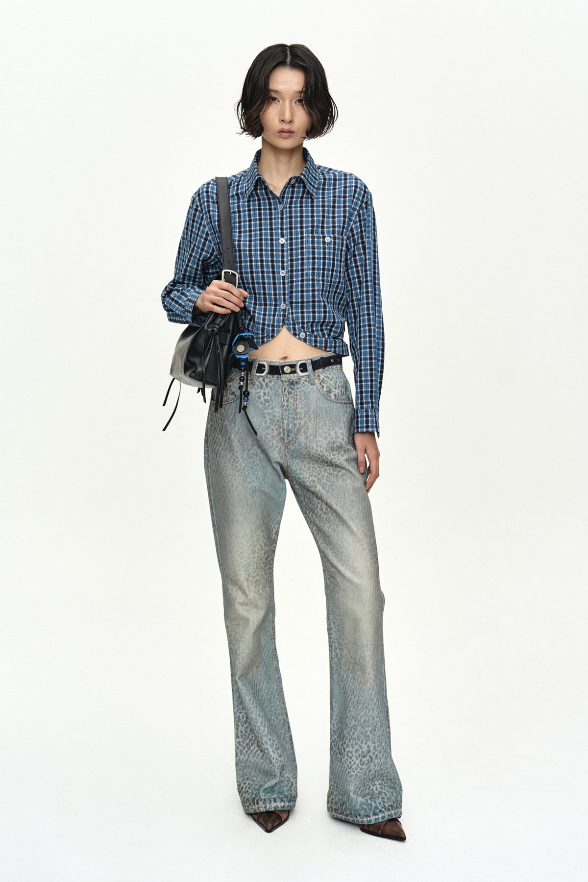 Andersson Bell Leopard Fade Denim Printed Bootscut Jeans
