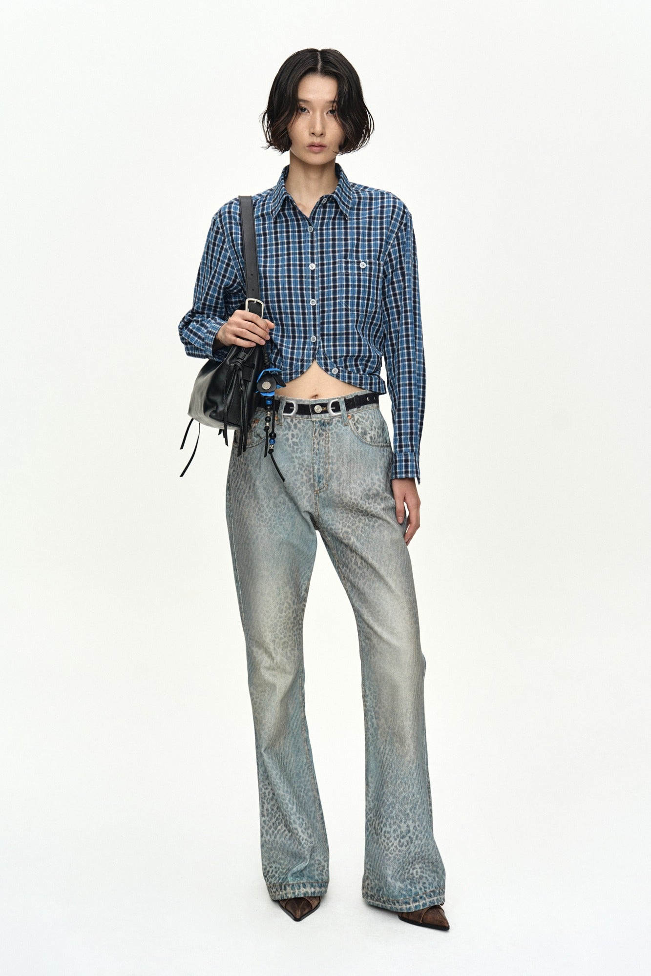 Andersson Bell Leopard Fade Denim Printed Bootscut Jeans