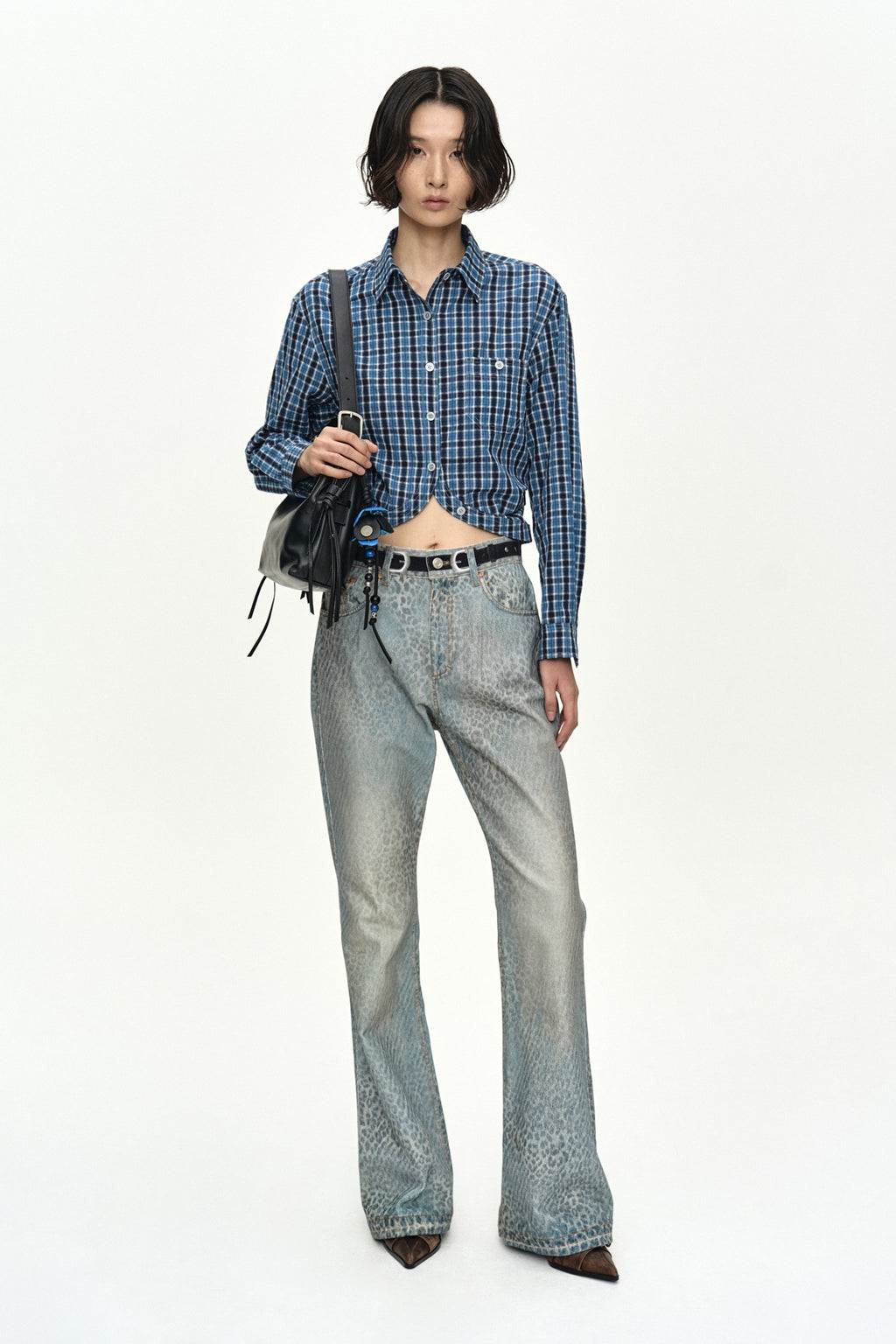 Andersson Bell Leopard Fade Denim Printed Bootscut Jeans
