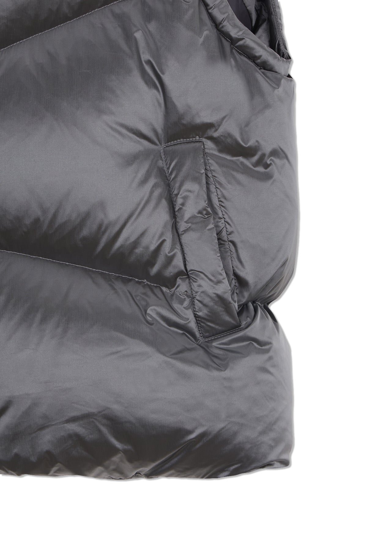 [matinkim] UNBALANCE QUILTED DOWN VEST FOR MEN IN GREY