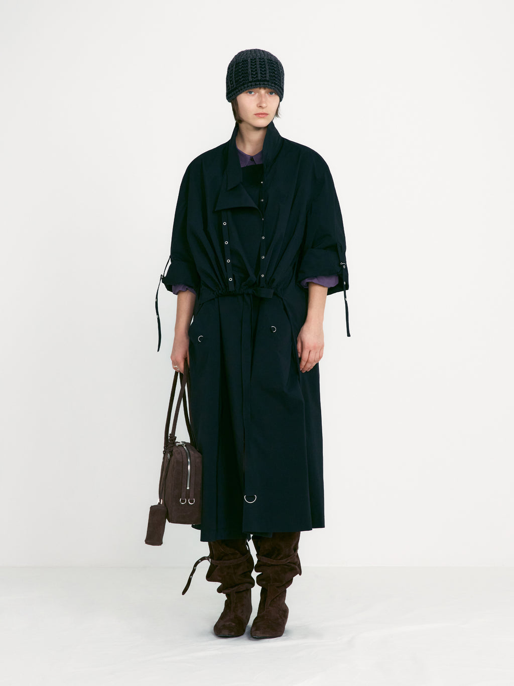 [low_classic] Oversized Belted Trench Coat
Black