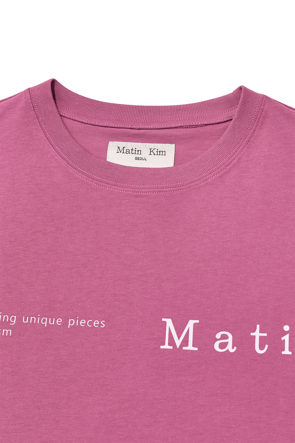 [matinkim] HALF TEXT LOGO TOP FOR WOMEN IN PINK