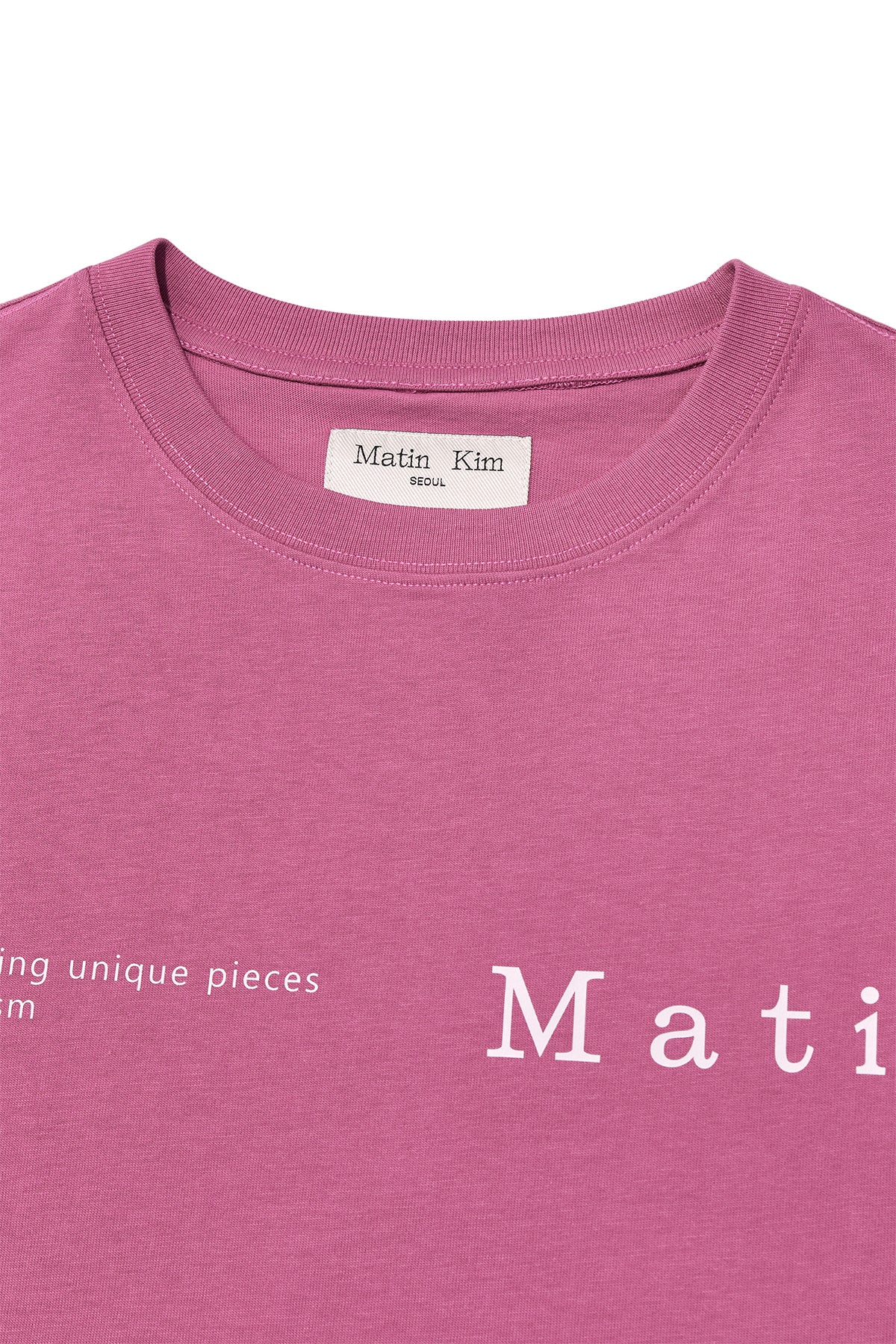 [matinkim] HALF TEXT LOGO TOP FOR WOMEN IN PINK